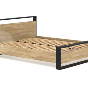łóżko w stylu industrialnym podwójne dębowe